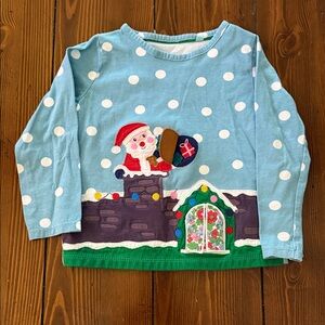 Mini Boden Light Blue Santa Long Sleeve Tee
